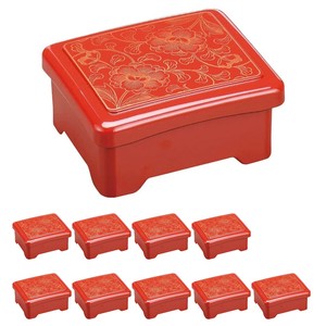 鰻重箱 日本製 10個セット うな重 重箱 隅丸光月丼重 柿朱金牡丹内朱 鰻 (うなぎ) 重箱 漆器
