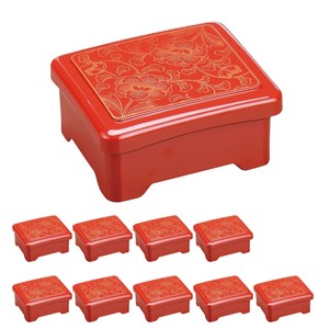 鰻重箱 日本製 10個セット うな重 重箱 耐熱ミニ深型内隅丸丼重柿朱金牡丹内朱 鰻(うなぎ) 漆器 食洗機対応