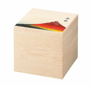 重箱 3段 木製 6.5寸 富貴白木 重印籠赤富士3段 21.0cm x 21.0cm x 20.0cm 日本製 漆器