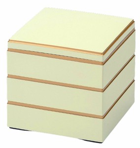 日本製 重箱 3段 5.5寸 彩校倉 白渕金 16.5cm x 16.5cm x 17.0cm 漆器