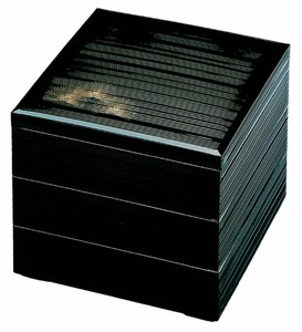 御節重箱 日本製 3段 8.5寸 千筋 黒 松笠 25.6cm x 25.6cm x 16.6cm 漆器