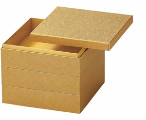 御節重箱 日本製 3段 7寸 和 紙 金雲竜 22.0cm x 22.0cm x 17.6cm 漆器