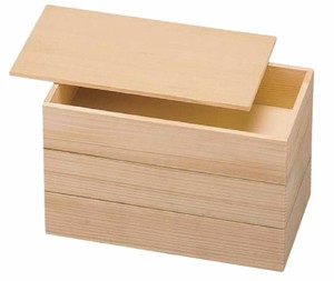 御節重箱 日本製 3段 木製 7.5寸 1/2長手白木 22.8cm x 12.0cm x 15.3cm 漆器