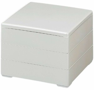 重箱 日本製 3段 6.5寸 彩 ホワイトパール 内塗無 19.5cm x 19.5cm x 16.5cm 漆器