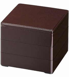 御節重箱 日本製 3段 5.0寸 彩 新溜 15.1cm x 15.1cm x 13.3cm 漆器