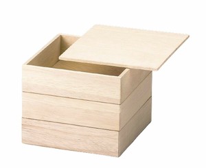 重箱 日本製 3段 木製 4.5寸 白木 14.3cm x 14.3cm x 14.7cm 漆器