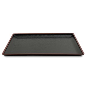 長角 お盆 20×14×1.2cm (盆 トレイ トレー) 領収盆 黒天朱 日本製 漆器