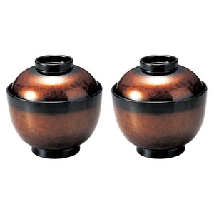 2個 セット(ペア お椀)松庵小吸椀 ﾌﾞﾗｳﾝ八雲 漆器 食洗機対応