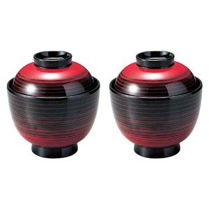 2個 セット(ペア お椀)一口小吸椀 朱ｶｽﾐ 漆器 食洗機対応