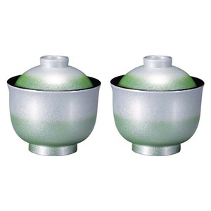 2個 セット(ペア お椀)TA3寸ゆり型小吸物椀銀彩緑ぼかし 漆器 食洗機対応