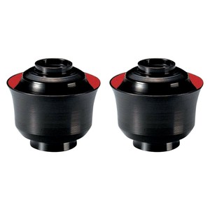 2個 セット(ペア お椀)TA3.2寸竹型千筋椀黒.内朱無地 漆器 食洗機対応