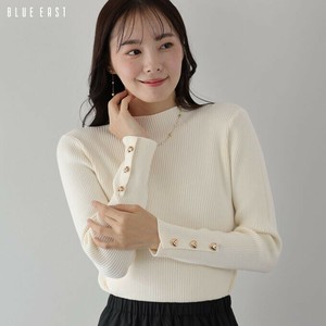 再入荷【ハートボタンハイネックニット】長袖　金ボタン　トップス