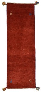 ペルシャンギャッベ 約50×150cm ランナーL レッド系 イラン シラーズ産 ウール 手織 細長 玄関マット