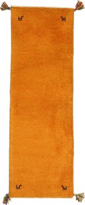 ペルシャンギャッベ 約50×150cm ランナーL イエロー系 イラン シラーズ産 ウール 手織 細長 玄関マット