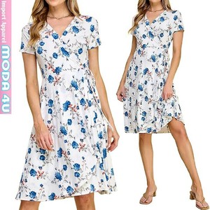 Casual Dress Flower V-Neck Short Sleeve Dress