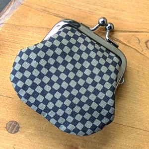 お賽銭用がま口財布/市松柄（黒グレー）【日本製】【和雑貨】【トラベル】