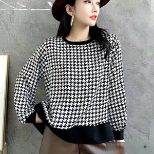 T-shirt Flare Houndstooth Pattern Switching Cut-and-sew [2024 A/W NEW]