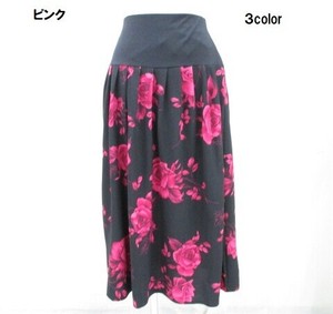 【　新商品　】花プリント切替スカート