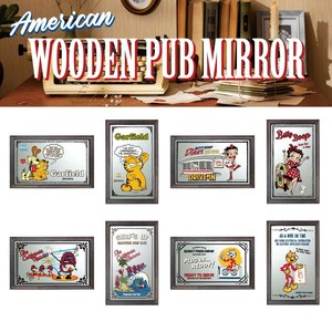 【オシャレ空間を演出！】【アメリカンBAR☆】Wood Pubmirror  ウッド パブミラー ビンテージ 壁掛け 鏡