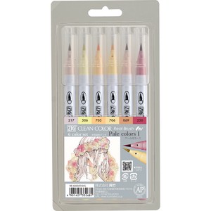くれたけ | 呉竹 ZIG クリーンカラーリアルブラッシュ 6色セット ペールカラー 1 | KURETAKE RB-6000AT/6Vg