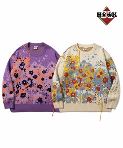 【HOOK】-original- マーガレット畑模様ニット メンズ ニット レディース 花