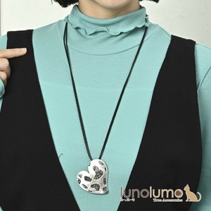 日本製 ネックレス ペンダント レディース ハート キラキラ ヒョウ柄 アニマル柄 メタル シルバー N