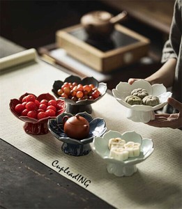 ≪予約商品≫早い者勝ち 果菜皿 菓子皿 家庭用 禅意 供仏 高脚 水切り皿 陶磁器 茶菓子皿 精致 蓮の花の形