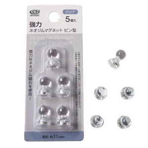 強力ネオジムマグネット　ピン型　5P　クリア　DIY　工作