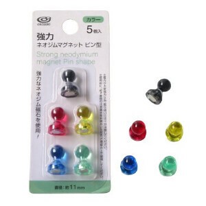 強力ネオジムマグネット　ピン型　5P　カラー　DIY　工作