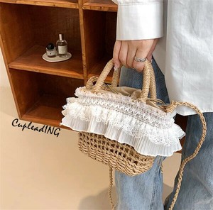 【定番商品】激安セール 手提げ フリル 小さい新鮮な 草編み バケツバッグ トレンド ショルダーバッグ