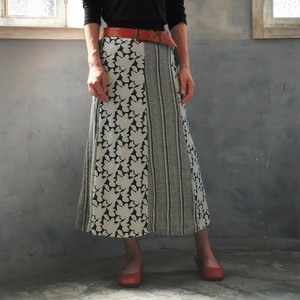 Skirt Long Skirt Floral Pattern Stripe A-Line