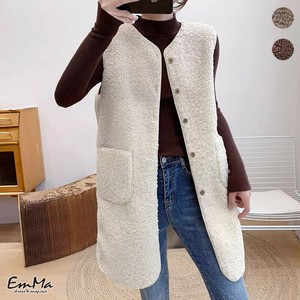 ノーカラーボアベスト ミドル丈 カジュアル 秋 冬 【2024AW】 EH5010
