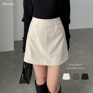 レイヤード ミニスカート パンツ キュロット