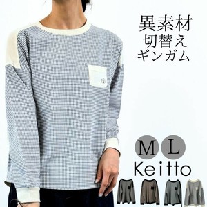 T-shirt Check Pattern Long T-shirt Gingham Switching Cut-and-sew [2024 A/W]
