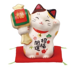 和楽づくし　招福開運招き猫（槌持ち）　【オブジェ　縁起物】