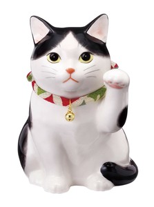 和楽づくし　うちの招き猫（ぶち）　【オブジェ　縁起物】