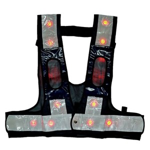 5941161 フルハーネス用LED安全ベスト・赤LED 装着できるんです (紺・白)キングサイズ
