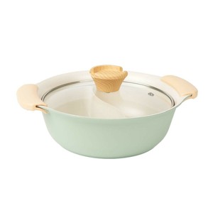 美吉 鉄技 セラミック 2食仕切り鍋20cm グリーン MUL-20W
