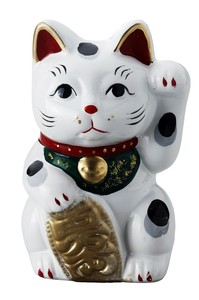 磁器招猫貯金箱（中）　  置物/オブジェ/焼物/縁起物/インテリア/日本製/瀬戸焼