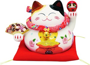 (磁)(小)開運扇招き猫　貯金箱