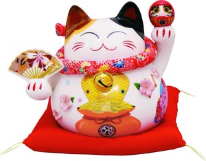(磁)(中)開運扇招き猫　貯金箱