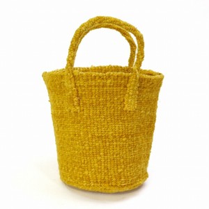 【再入荷】羊毛サイザルバッグ共手 ミニ 無地 黄