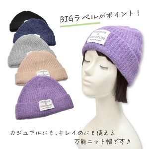 キレイめBIGラベルニット帽