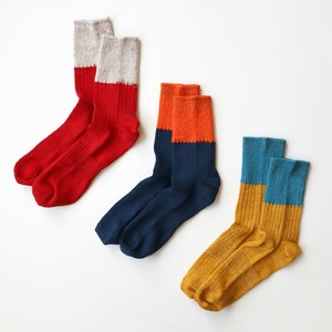 ★7月入荷予定★【2025秋冬予約】【1Pソックス】リネンコットンバイカラーショートソックス【レディース】