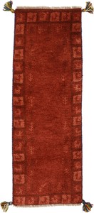 ペルシャンギャッベ 約40×120cm ランナーS レッド系 シラーズ産 ウール 手織 細長 玄関マット
