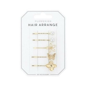 フラワーリング ヘアピン(5点セット) フラワーパーツ HHP0390-GD(ゴールド)