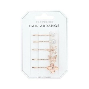 フラワーリング ヘアピン(5点セット) フラワーパーツ HHP0390-PG(ピンクゴールド)