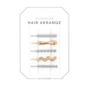 フラワーリング ヘアピン(4点セット) メタル HHP0395-PG(ピンクゴールド)