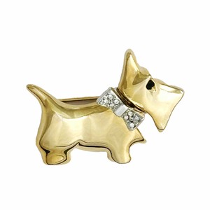 テリア犬のブローチ KEYES  ヴィンテージアクセサリー カナダ製 キーズ 22KTゴールドプレート