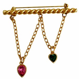 ハートと雫のゴールドブローチ KEYES  ヴィンテージアクセサリー カナダ製 キーズ 22KTゴールドプレート